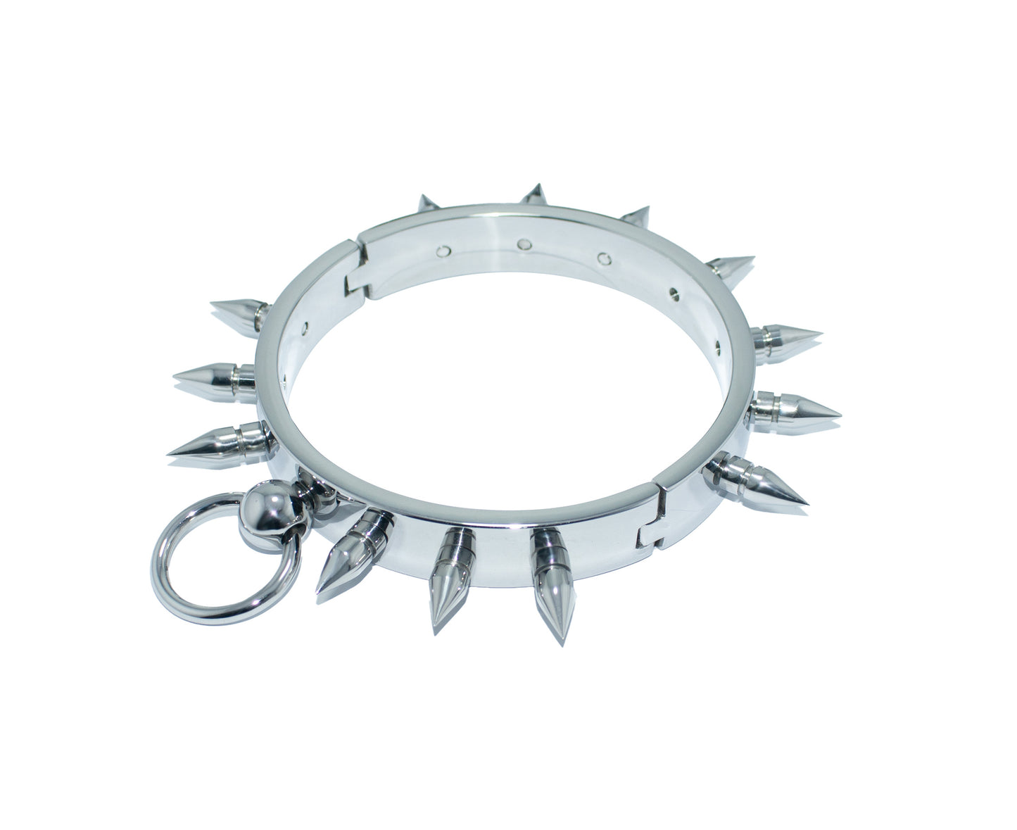 Spiked Stainless Steel Slave Collar – Bold, Heavy-Duty BDSM Restraint with O-Ring
