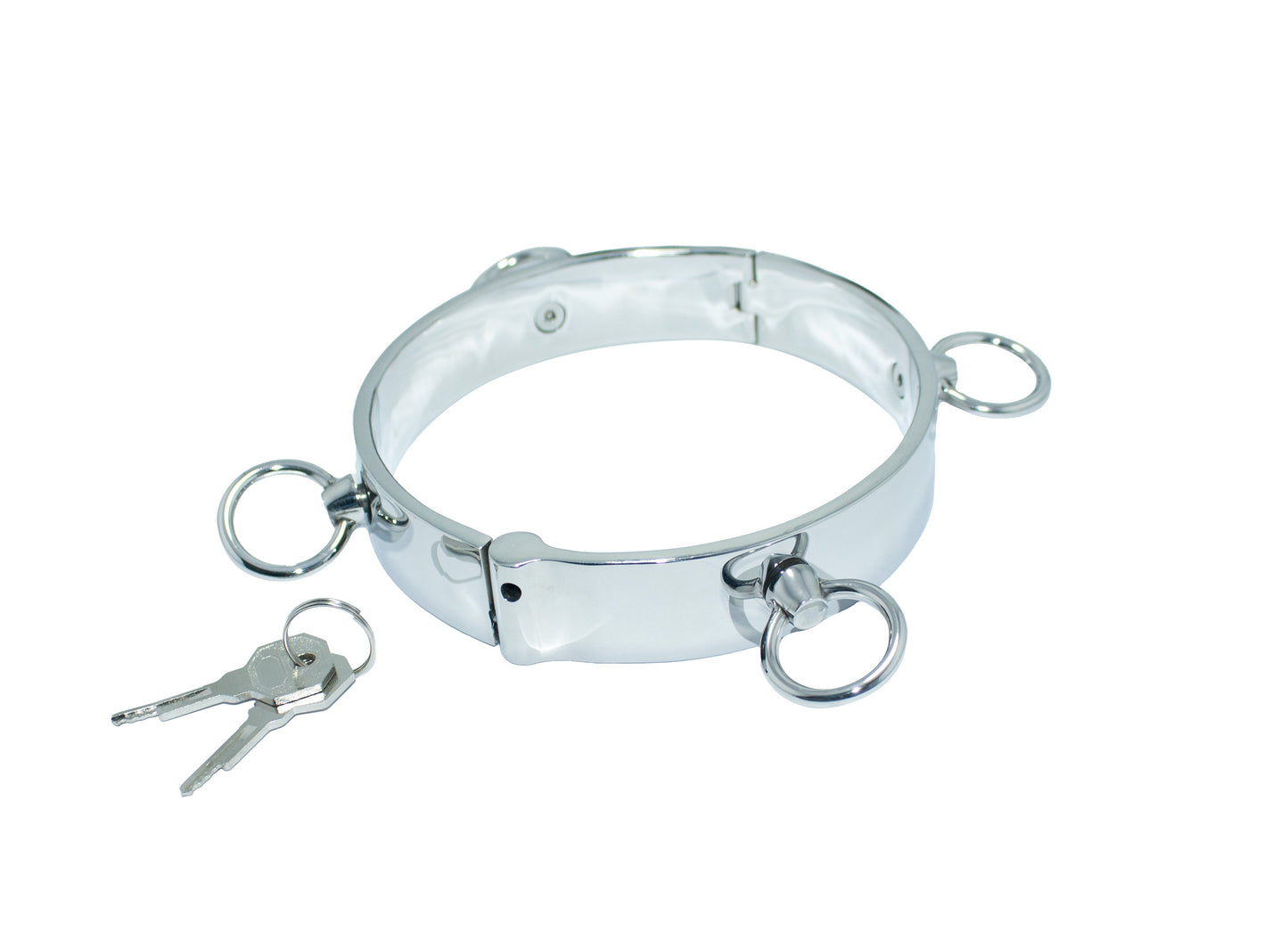 Stainless Steel Lockable Collar with 4 Sturdy Rings – Heavy-Duty BDSM Restraint for Secure Bondage Play