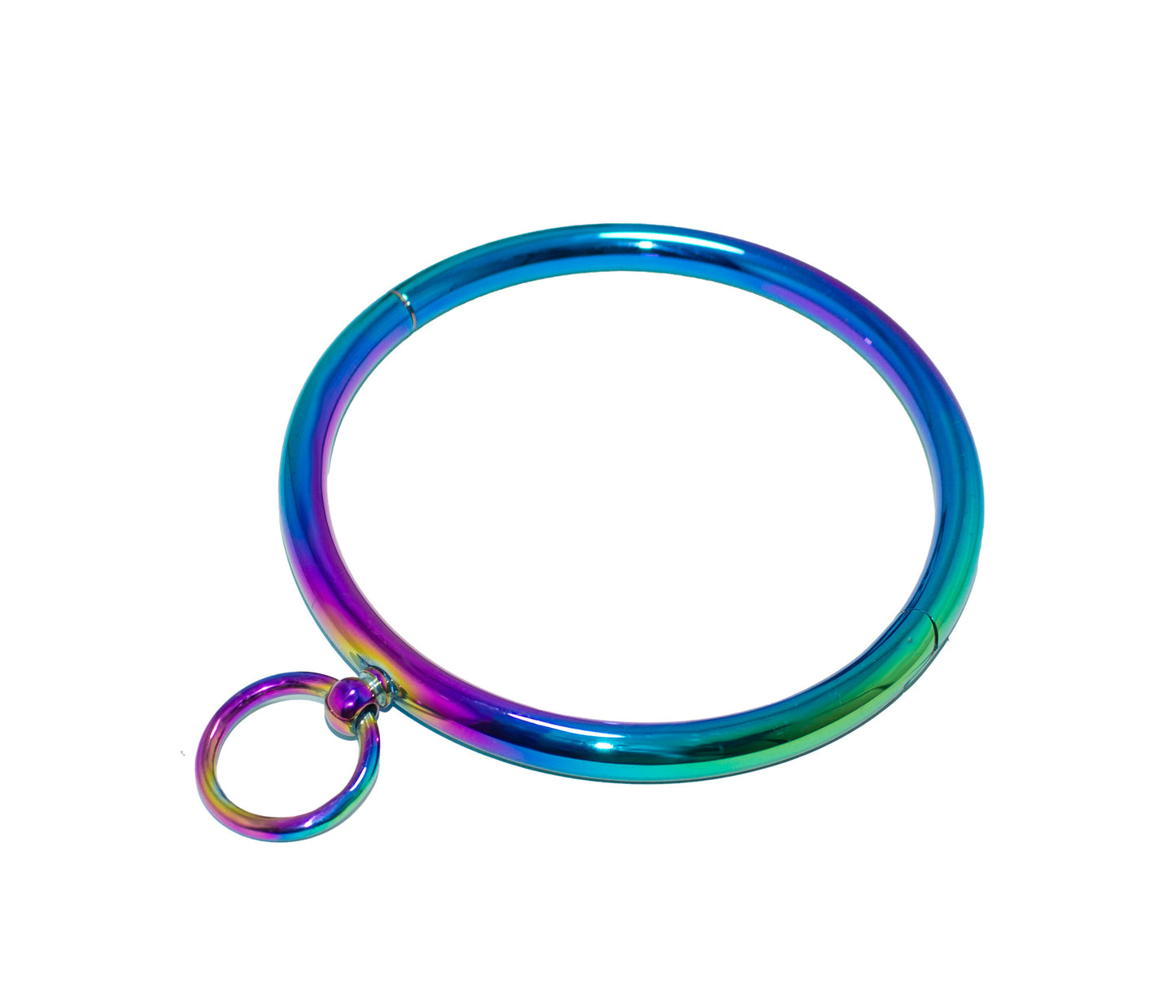 Rainbow Stainless Steel Rod Collar with O-Ring – Vibrant, Heavy-Duty BDSM Restraint