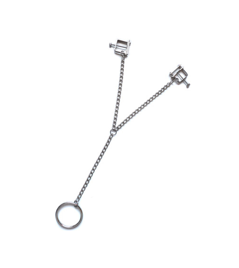 Y-STYLE NIPPLE CLAMPS AND COCK RING CHAIN