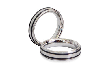 Stainless Steel Cock Ring with Double Black Rings – Sleek, Stylish, and Supportive