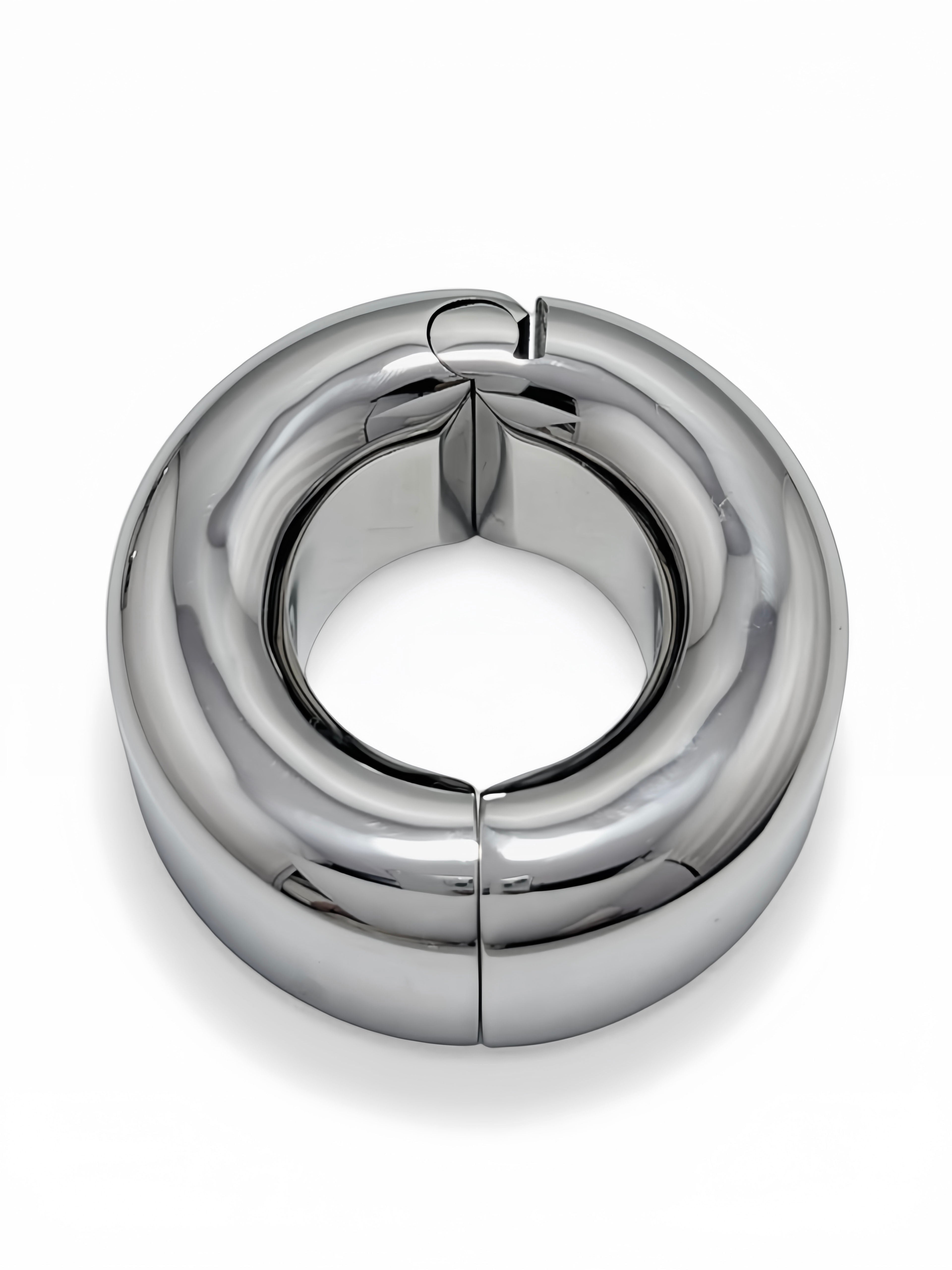 Hinged Magnetic Ball Stretcher – Stainless Steel Locking BDSM Weight Ring