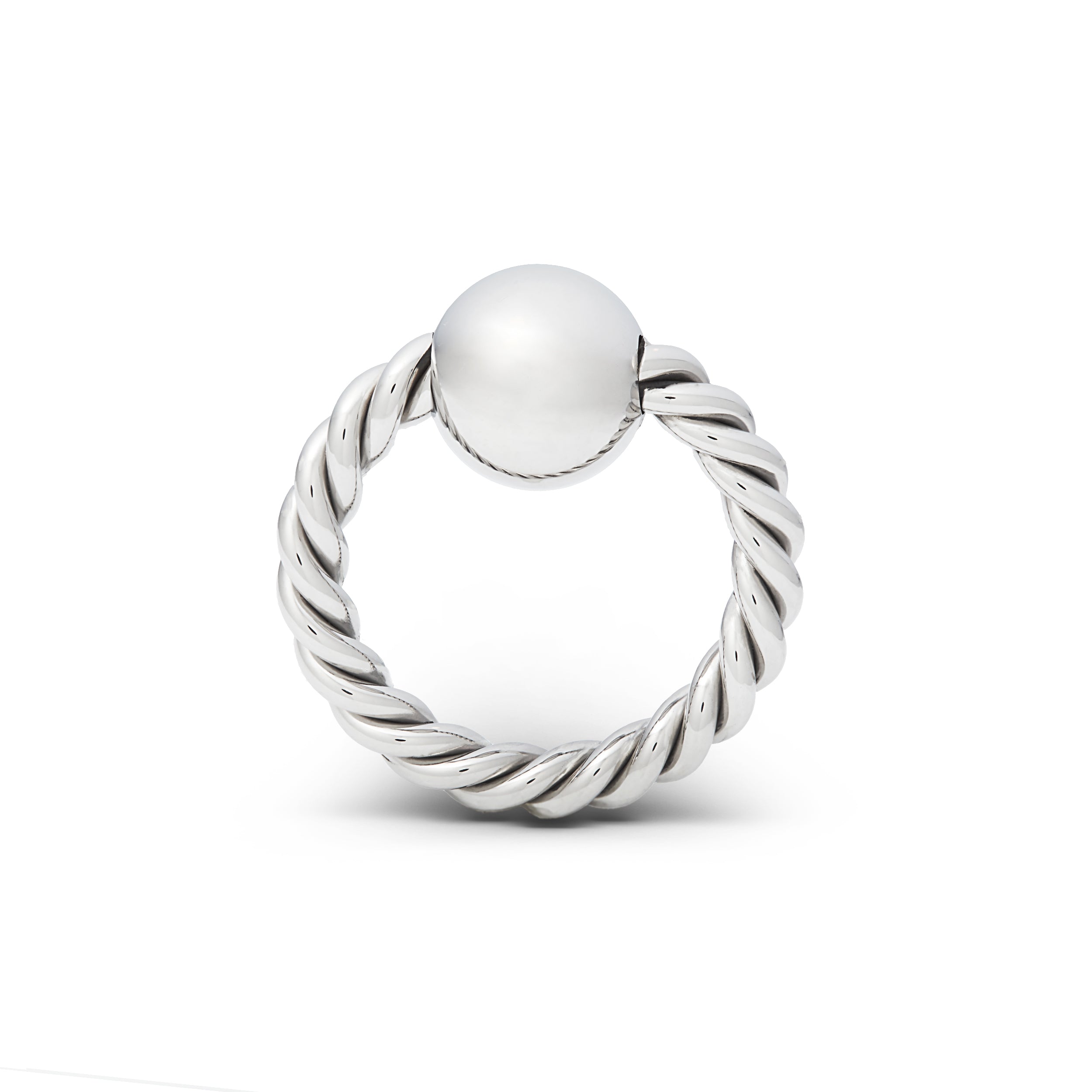Stainless Steel BDSM Twisted Glan Ring with Ball on Top