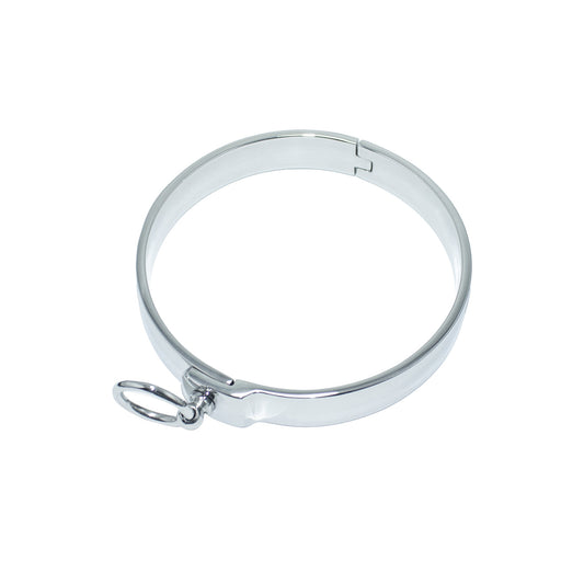Stainless Steel Flat Slave Collar with Lock & O-Ring – Elegant, Secure, and Perfect for BDSM Play