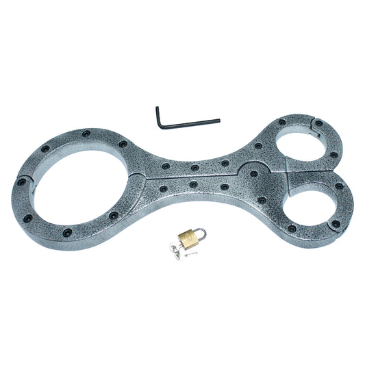 Aluminum Neck to Wrist Cuffs – Textured Silver Bondage Restraints for BDSM Play