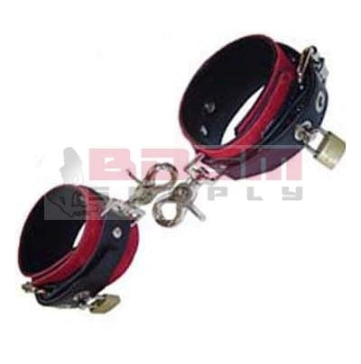 BLACK AND RED LINING CUFFS - GENUINE LEATHER