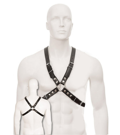 WHITE LEATHER HARNESS WITH BLACK STUDS