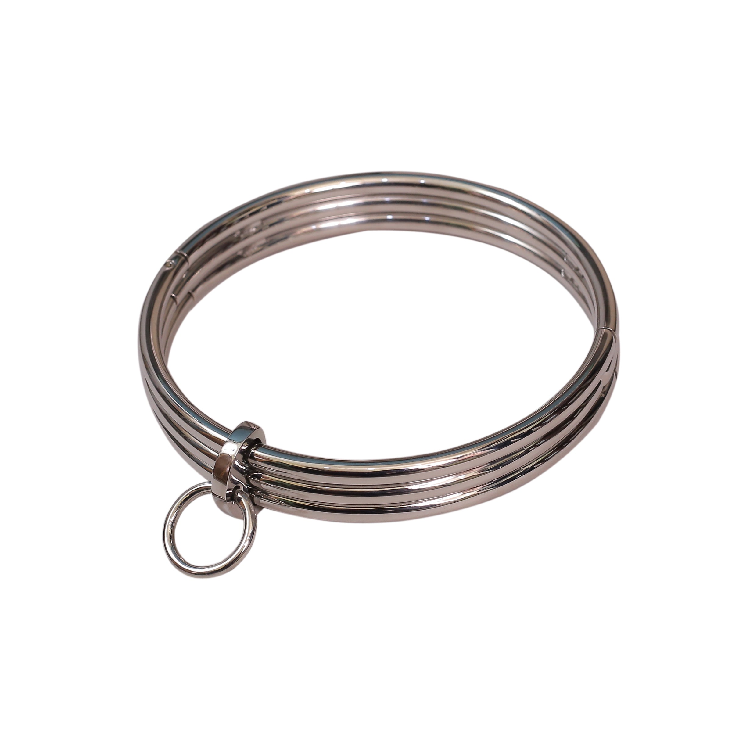 3 Layer BDSM Stainless Steel Neck Collar – Luxury Locking Fetish Choker