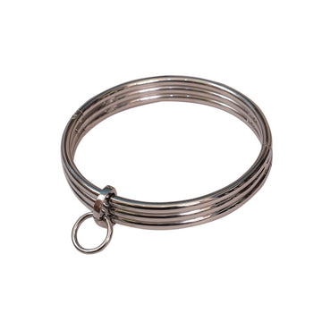 3 Layer BDSM Stainless Steel Neck Collar – Luxury Locking Fetish Choker