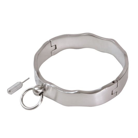 Stainless Steel Wavy Collar with O-Ring – Elegant, Secure, and Perfect for BDSM Play