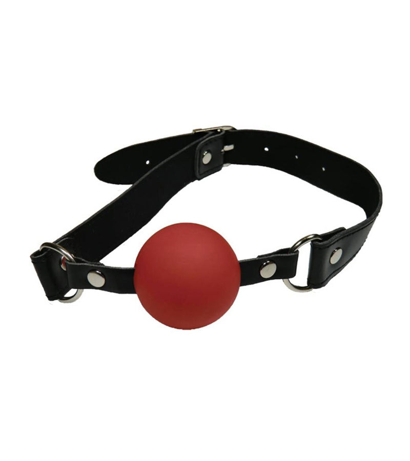 Classic Silicone Ball Gag with Adjustable Leather Strap – Black & Red