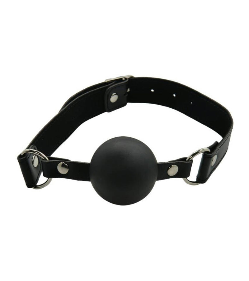 Classic Silicone Ball Gag with Adjustable Leather Strap – Black & Red