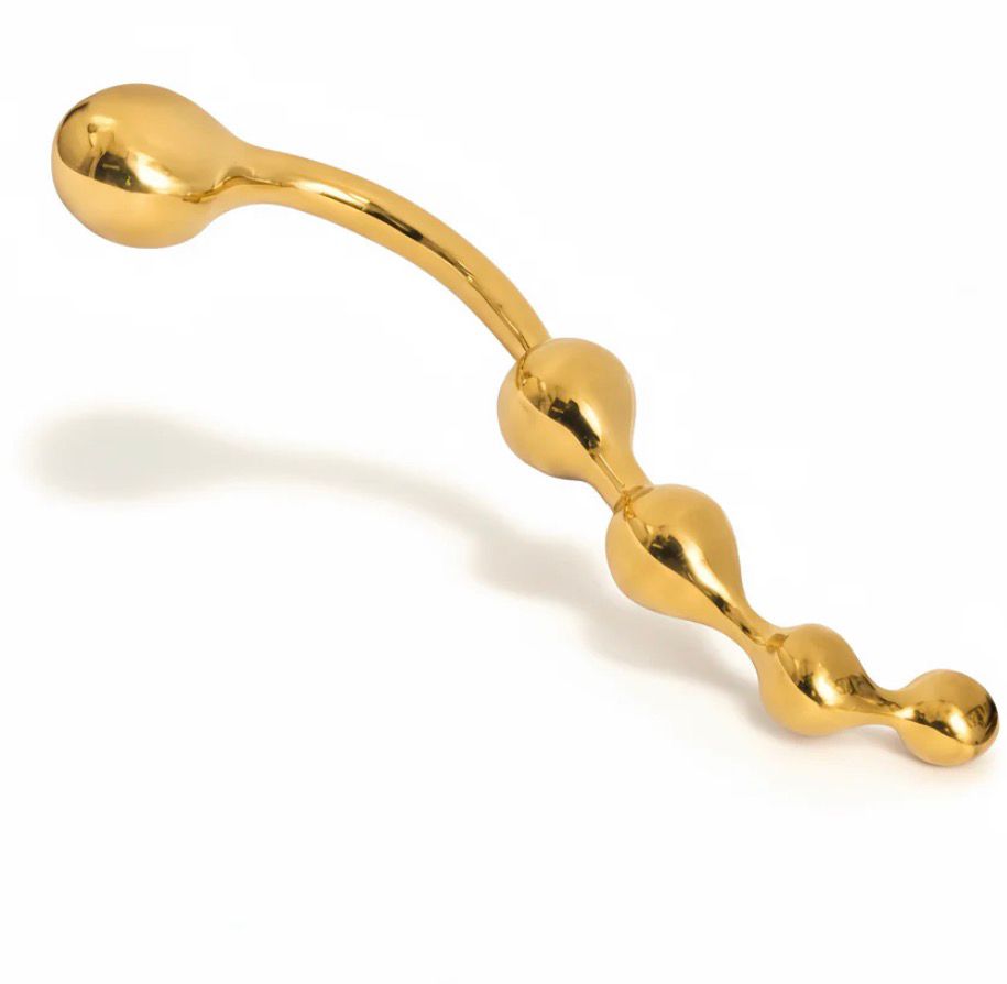 24K Gold Plated Stainless Steel Anal Dildo – 5 Ball Prostate Stimulator