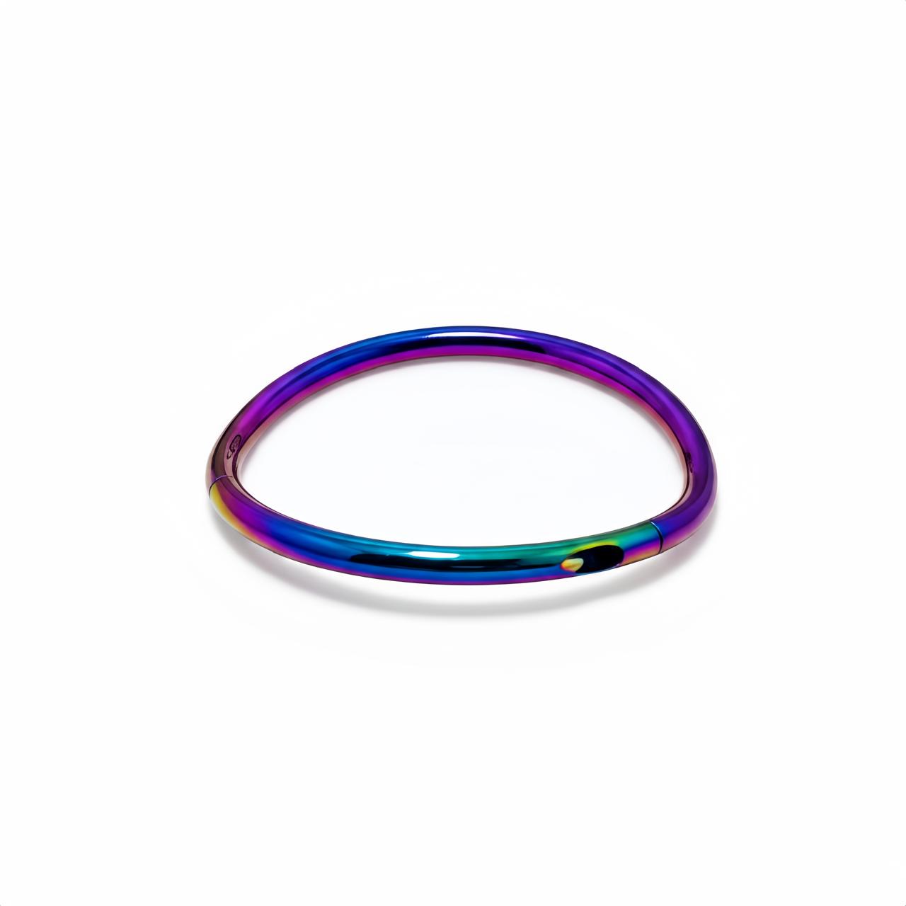 Luxury Multicolor Titanium BDSM Collar – Rainbow Polished Locking Slave Necklace