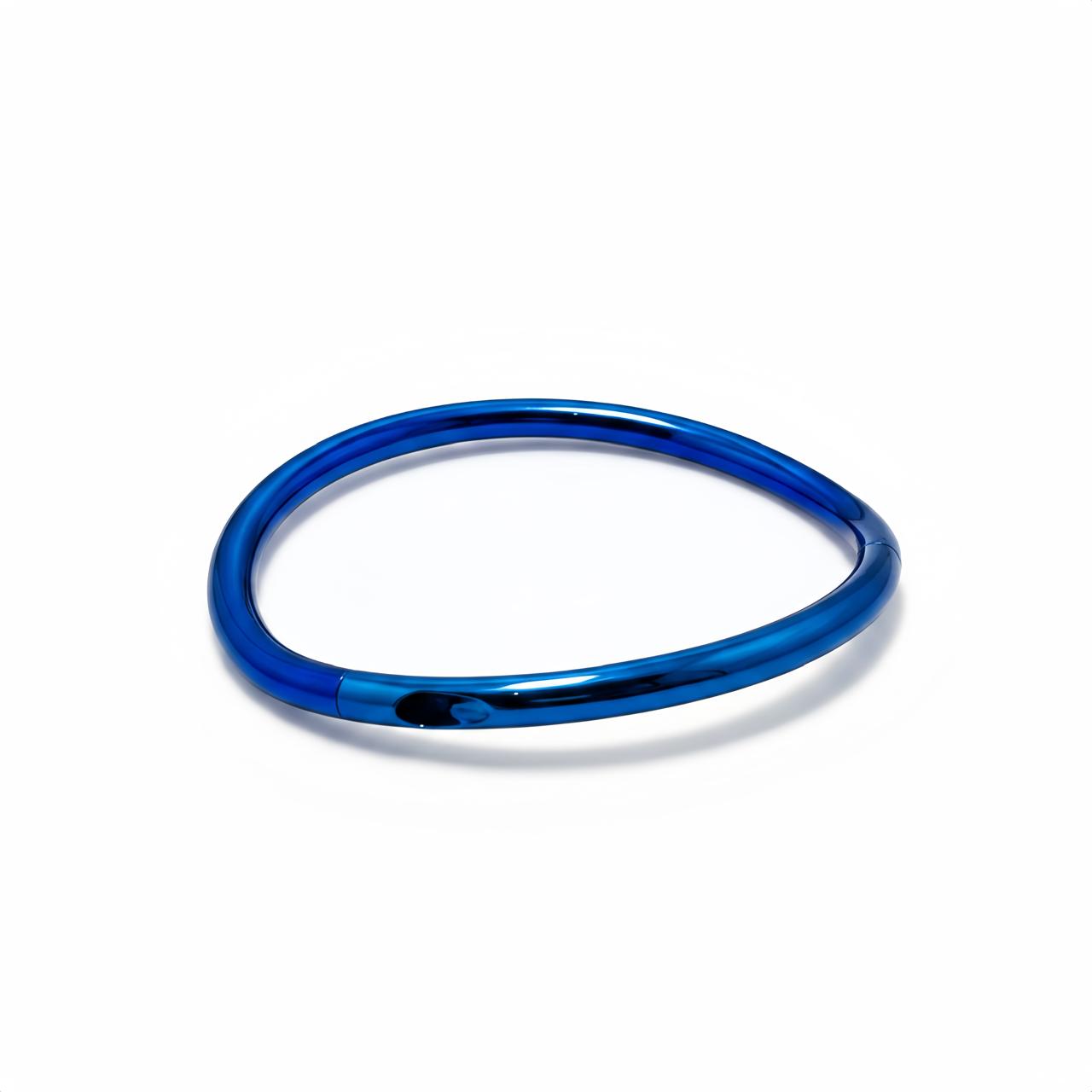 Luxury Blue Titanium BDSM Collar – Polished Locking Slave Necklace