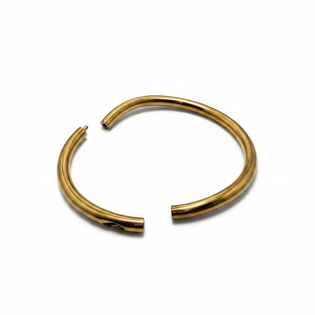 Luxury Gold Titanium BDSM Collar – Polished Locking Slave Necklace