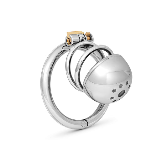 VaultLock Micro Stainless Steel Chastity Cage – Open-Design Control for Discreet Denial