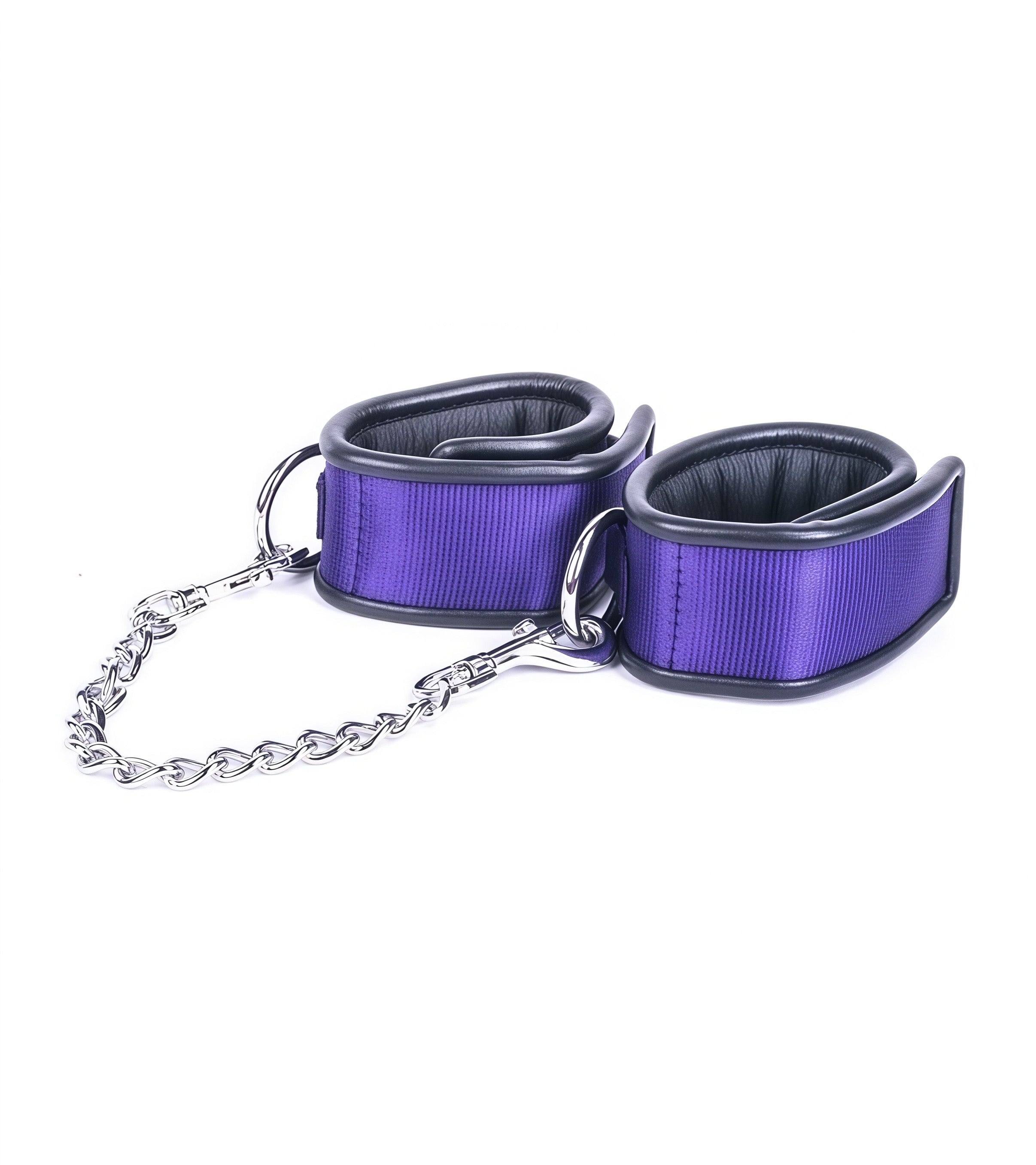 Premium Padded Restraint Cuffs with Chain Connector - Royal Purple