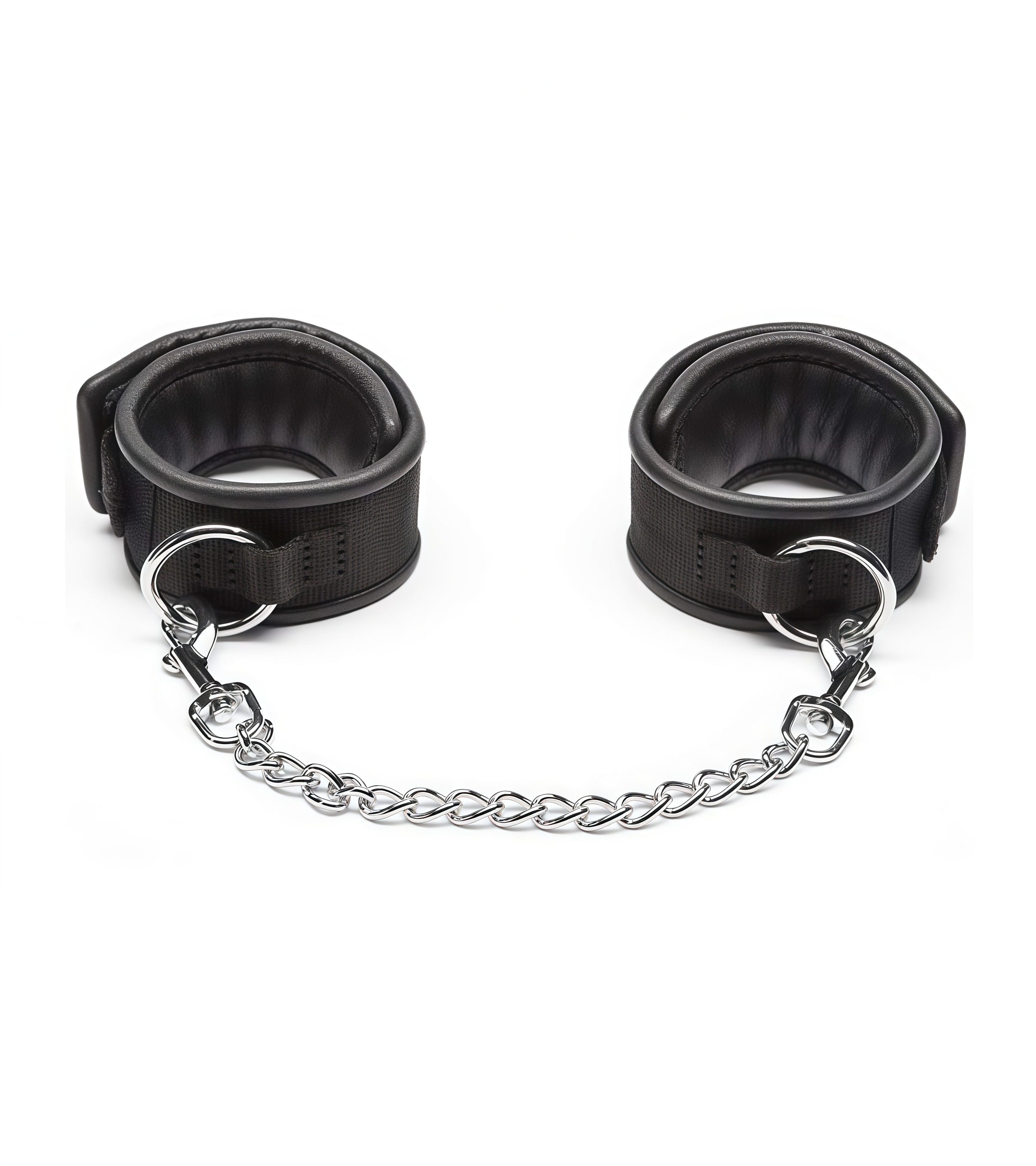Premium Padded Restraint Cuffs with Chain Connector - Sleek Black