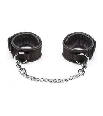 Premium Padded Restraint Cuffs with Chain Connector - Sleek Black