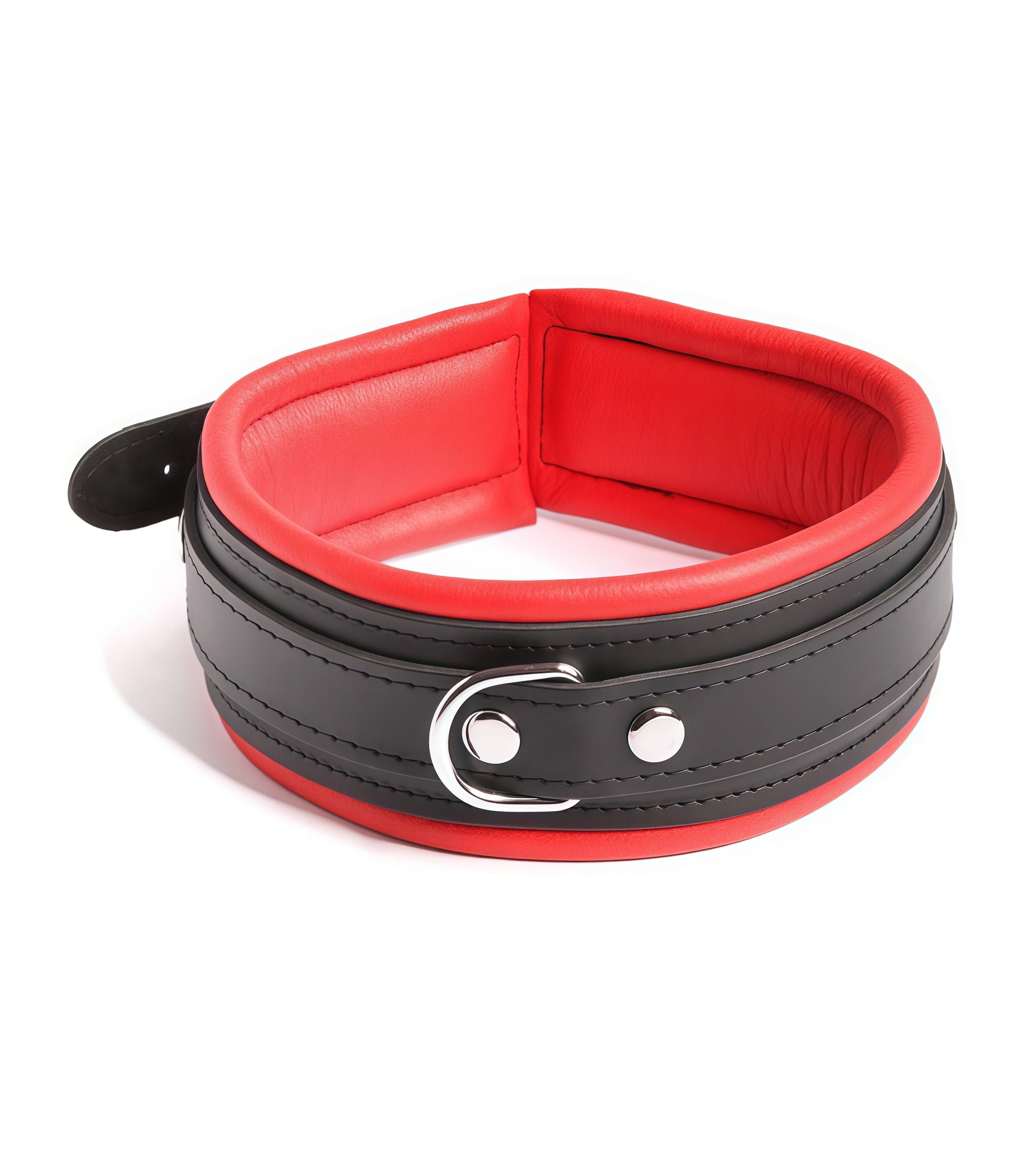 Heavy-Duty Padded Leather Posture Collar in All-Black and Black/Red