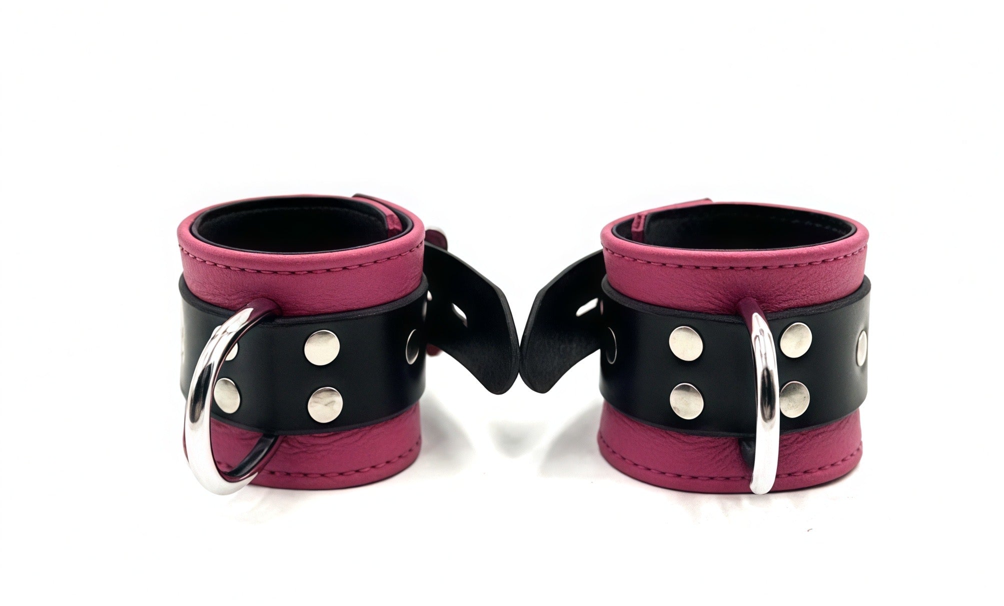 Premium Studded Leather Restraint Cuffs with D-Rings