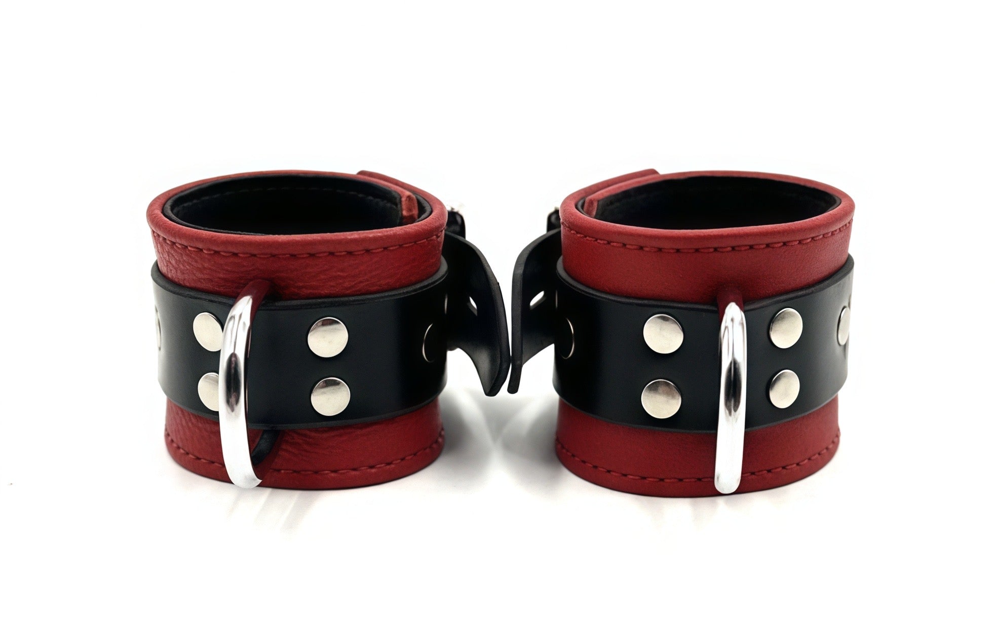 Premium Studded Leather Restraint Cuffs with D-Rings