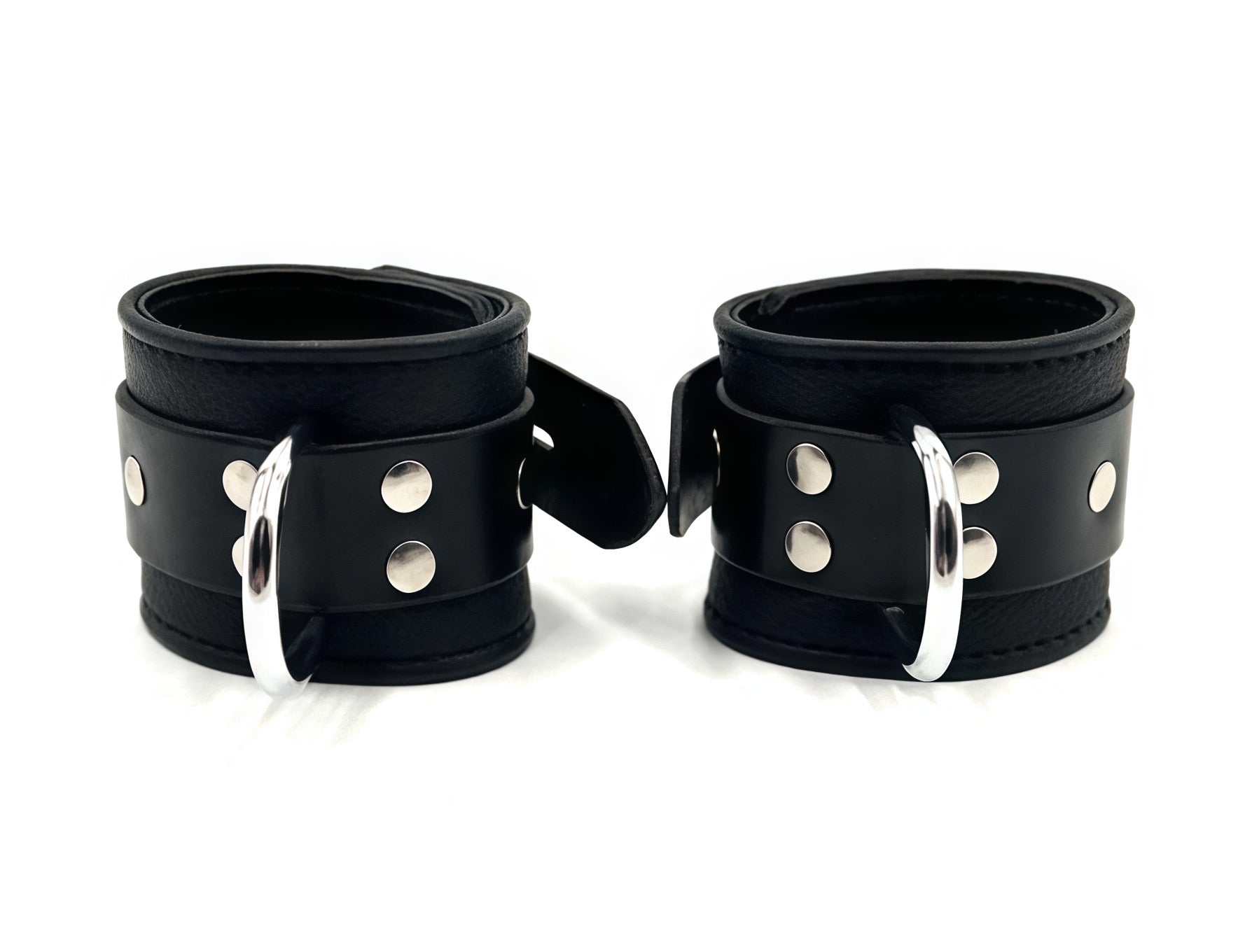Premium Studded Leather Restraint Cuffs with D-Rings