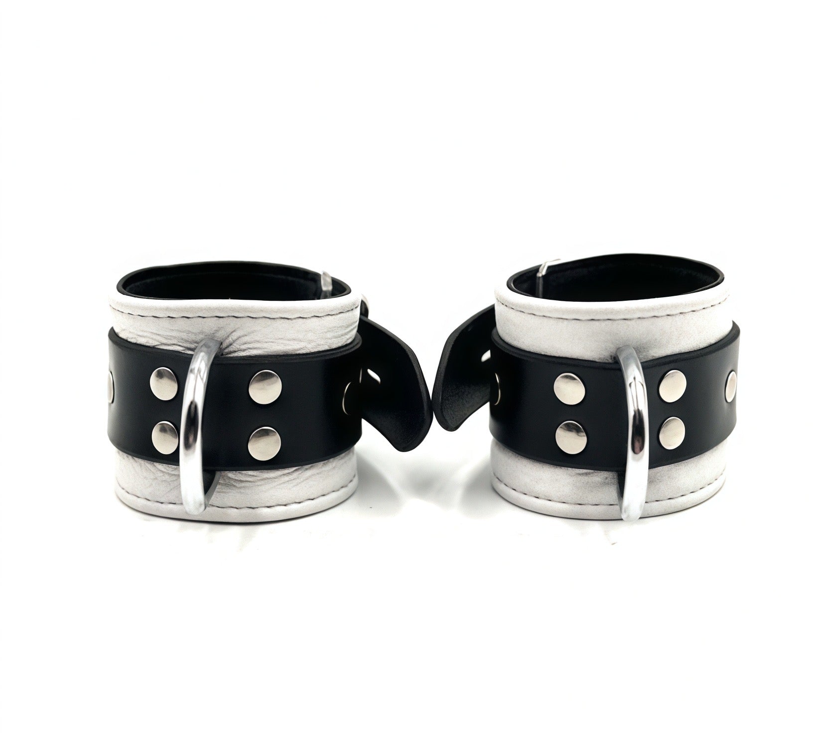 Premium Studded Leather Restraint Cuffs with D-Rings