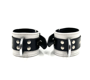 Premium Studded Leather Restraint Cuffs with D-Rings
