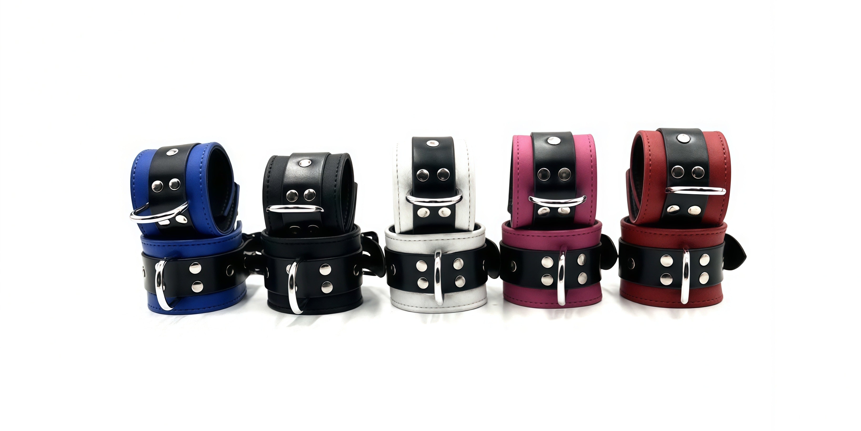Premium Studded Leather Restraint Cuffs with D-Rings